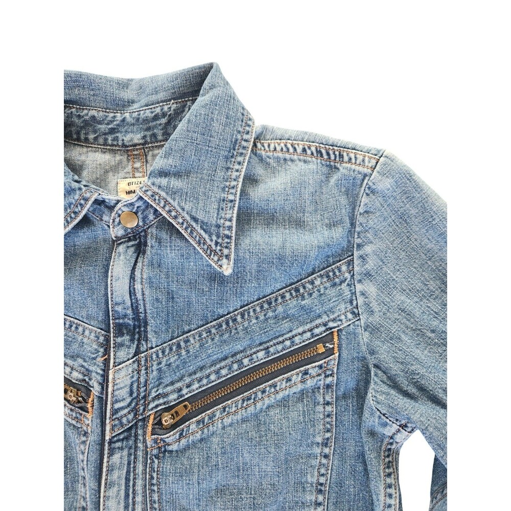 Citizens of Humanity Farrah 70s Blue Denim Jumpsuit XS 100% Cotton Flare Leg - Picture 3 of 10
